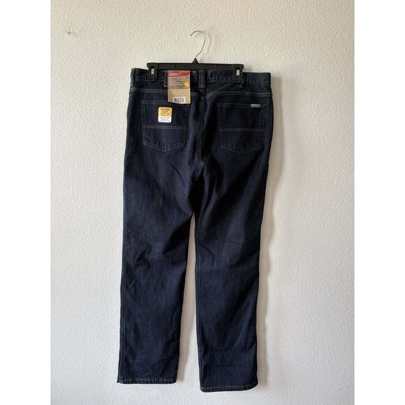 Carhartt Flannel Lined Jeans Women 12 Reg Original Fit Straight Leg Blue Denim - Picture 4 of 7